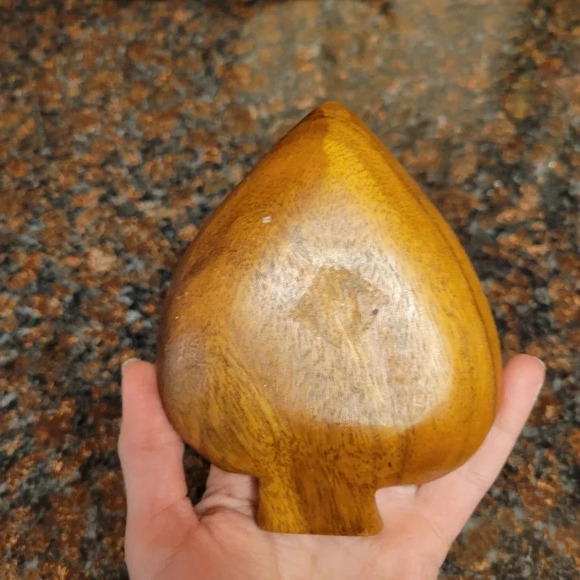 Vintage Wooden Heart Leaf Shaped Trinket Bowls Ring Dish Boho Mid Century Modern - Picture 3 of 5